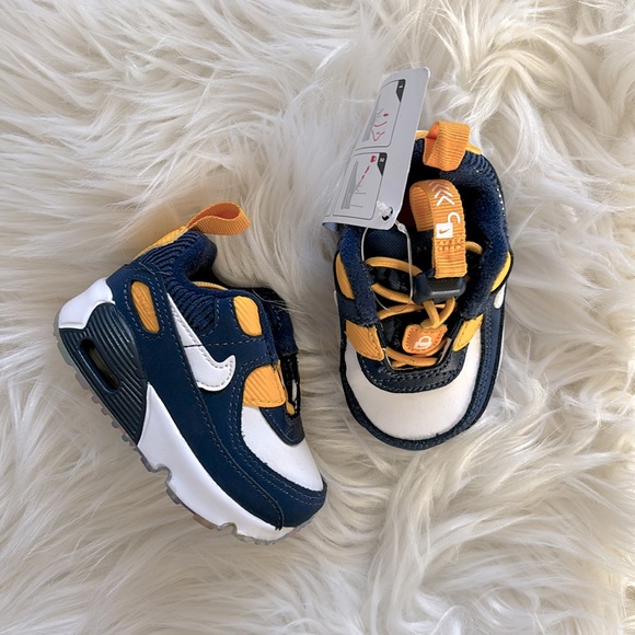 Nike Air Max 90 NWOB Toggle SE TD 'Midnight Navy University Gold' Baby 2 - Picture 2 of 9